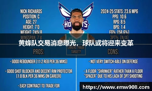 黄蜂队交易消息曝光，球队或将迎来变革