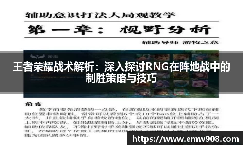 王者荣耀战术解析：深入探讨RNG在阵地战中的制胜策略与技巧